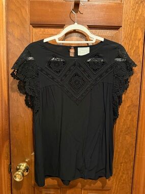 Maeve Black Crochet Detail Top